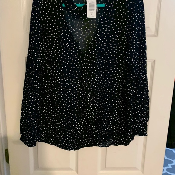 Polka dot, mock neck blouse from torrid - Picture 3 of 5